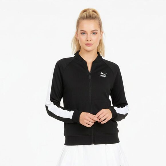 Puma Black & White Zip Up Long Sleeve Sport Jacket M - Picture 1 of 9